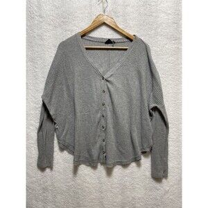 Out From Under Grey Button-Up Knit Cardigan Size S Urban Outfitters V Neck